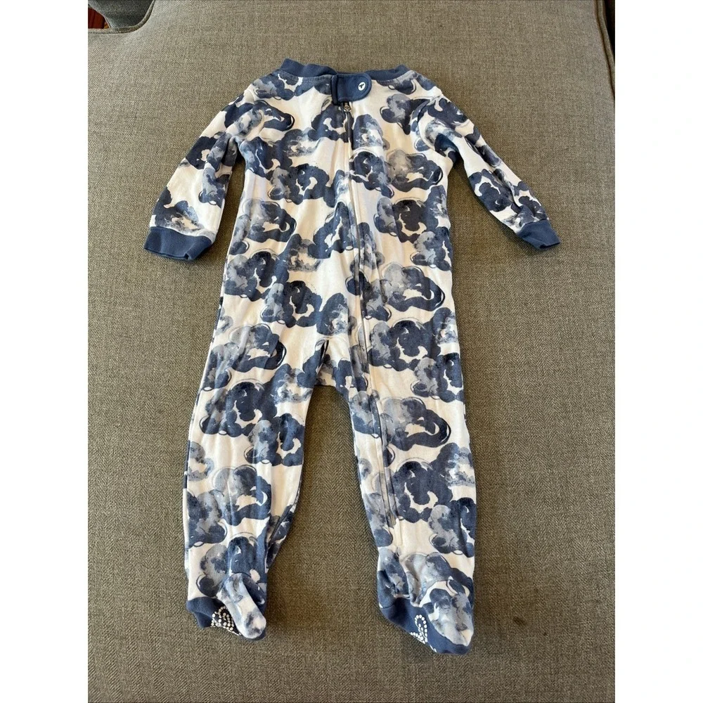 Burt's Bees Baby Blue Clouds Unisex Organic Cotton Footed Pajamas 6-9 monthS